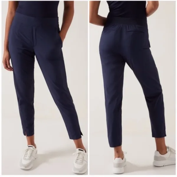Athleta Brooklyn Ankle High-Rise Blue Casual Activewear Pull On Pant, 6 - Image 10