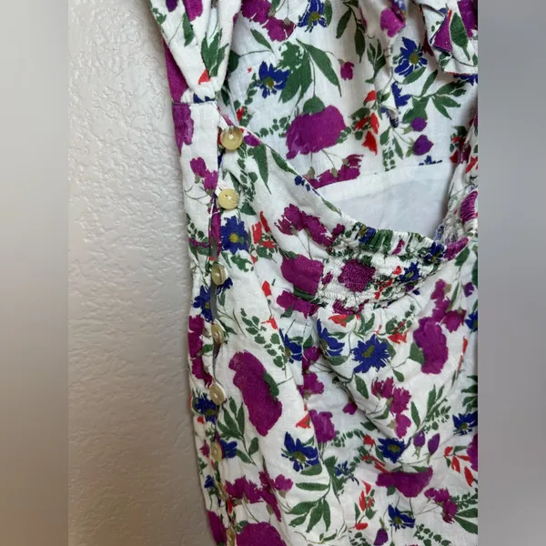 Vix Paula Hermanny Clover Yana Floral Mini Dress in White XS Linen Rayon $268 - Image 14