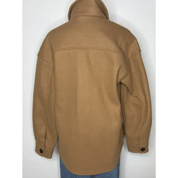 Avec Les Filles Camel Brown Wool Blend Shacket Shirt Jacket Women Small - Image 4