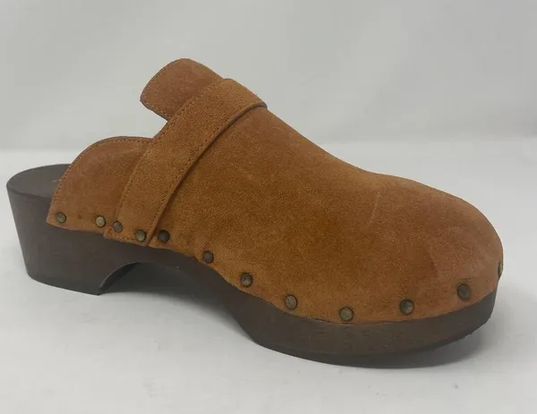 NEW Dr. Scholl's Original Clog Mule 7 Brown Slip On Leather Suede Comfort Buckle - Image 2
