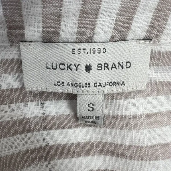 Lucky Brand Size S Dress Button Down Maxi Shirt‎ Striped Lightweight Cap Sleeve - Image 2