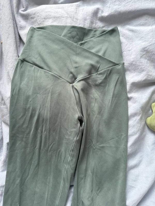 Aerie Army Green Cross High Waisted 7/8 Leggings - Image 3