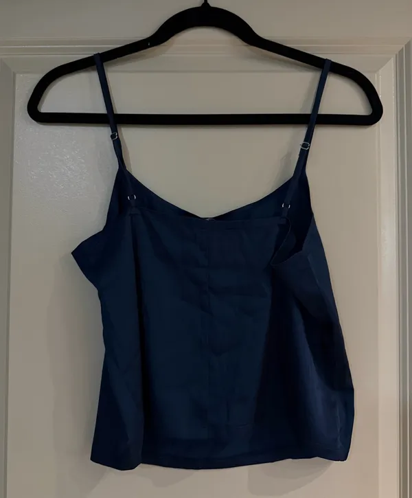 NWT Brandy Melville Navy Satin Tank Top - Image 3