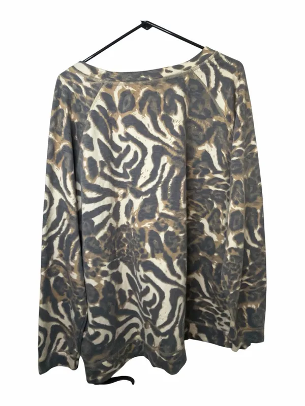 Coco + Carmen Taupe Animal Print Pullover Sweatshirt - Image 2
