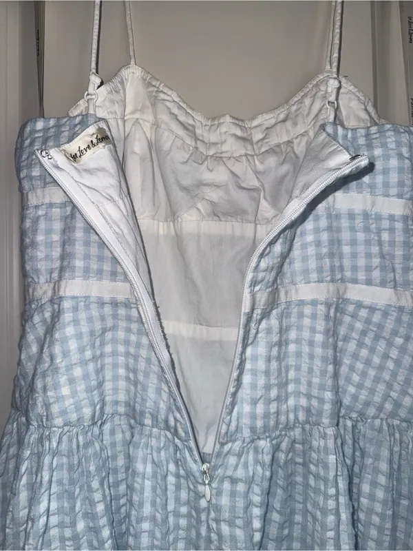 FOR LOVE and LEMONS georgia midi dress in blue gingham - Image 8