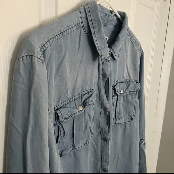 Stoosh Vintage Denim Button Up Top Women’s M Long Sleeve Western Cowgirl‎ Shirt - Image 3