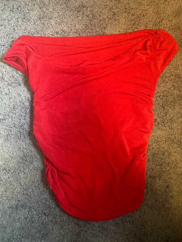 Red Draped Crop Top Size XS - Image 3