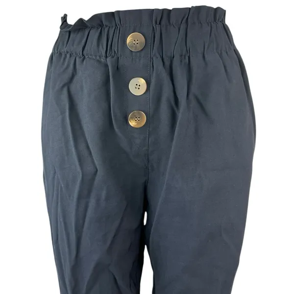 Zara Women's Blue High Rise Paperbag Cropped Tapered Ruched Trousers Pants Sz S - Image 4