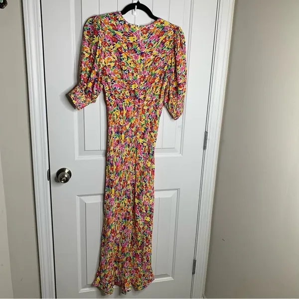 Rixo x target puff sleeves floral spring midi‎ dress size 2 - Image 7