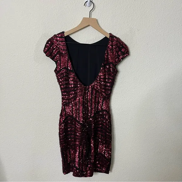 Dress‎ The Population Tabitha Pink Mini Dress Bodycon Sequin Women’s Size S - Image 5