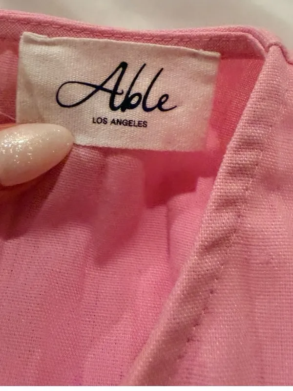 Able Pink Pleated Sleeveless Party Dress - Image 2
