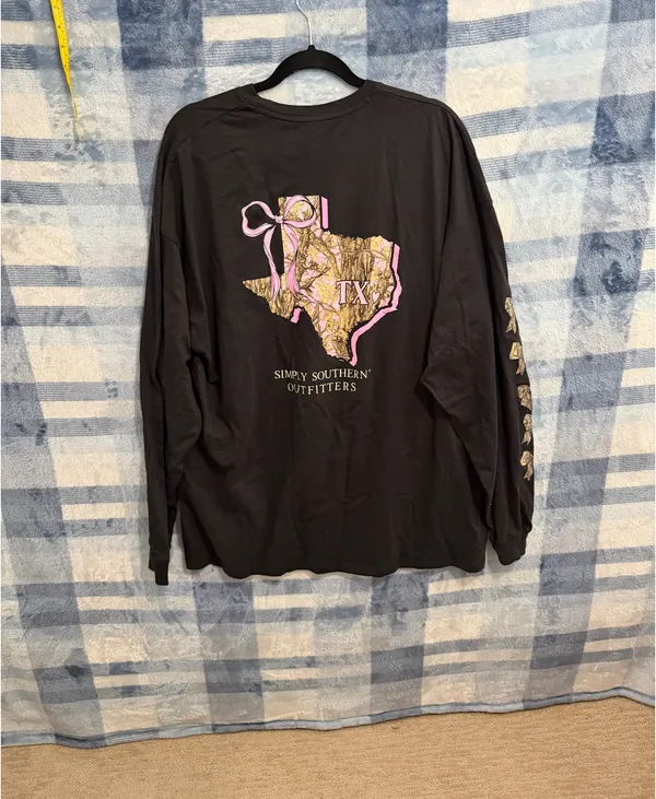Simply Southern Outfitters Texas Camo Bow Long Sleeve T-Shirt Black XXL - Image 4