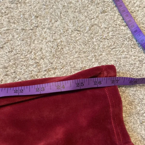 PINK Victoria's Secret‎ Velour Track Pants Zippered Ankle Burgundy Joggers - Image 6