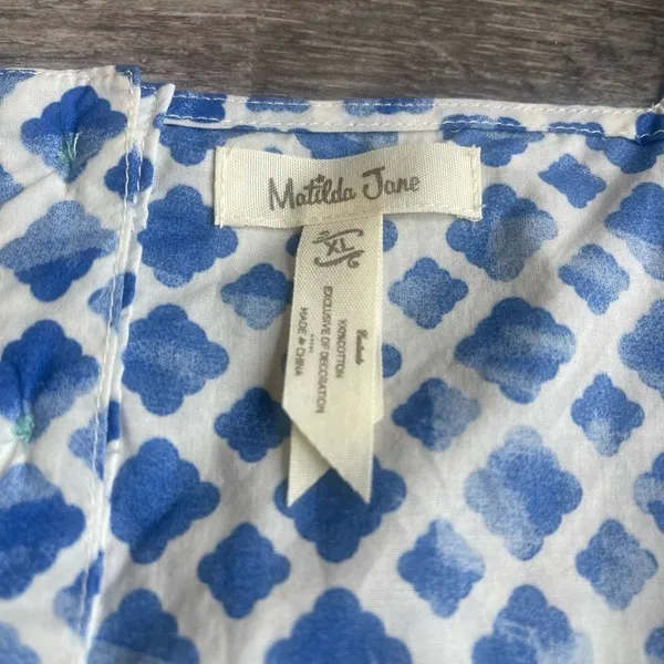 Matilda Jane‎ Smocked Geometric Flutter Sleeve Top Size XL Cotton Summer - Image 3
