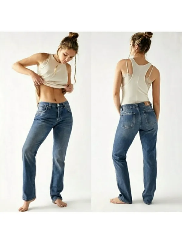 Free People We The Free CRVY Siren Low Rise Straight Leg Jeans Size 26 - Image 2