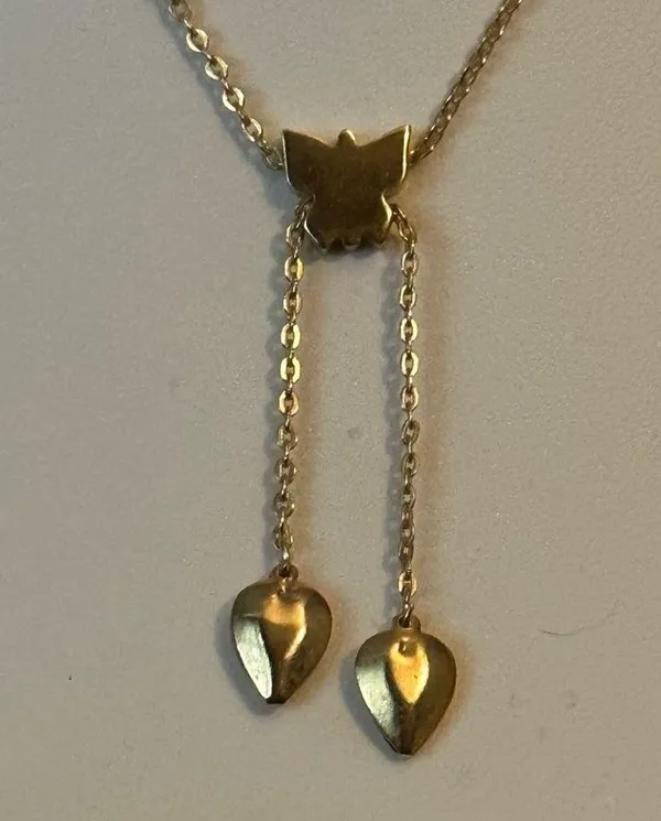 Vintage butterfly and hearts necklace - Image 3