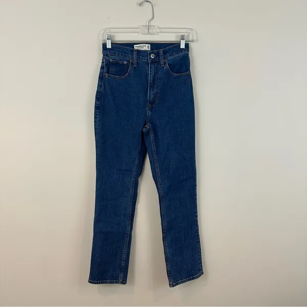 Abercrombie & Fitch Blue Wash Ultra High Rise Ankle Straight Curve Love Size 00 - Image 2