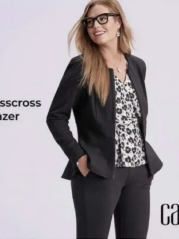 CAbi Crisscross Black Peplum Zip-Front Women's Jacket - Image 4