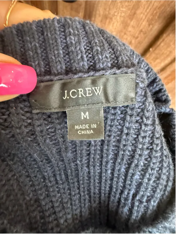 Women's J.Crew Striped V-Neck Sweater, Size M, Black and Beige - Image 7