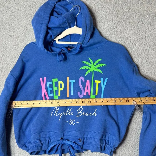 Myrtle Beach Hoodie Womens XL Blue Keep It Salty Long Sleeve‎ Drawstring Hem - Image 6