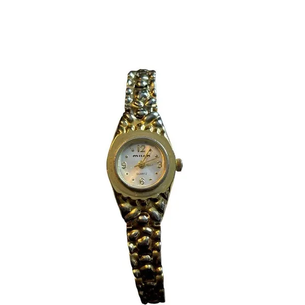 Millar Women's Quartz Watch Gold-Tone Textured Band Stainless Steel Back 7" - Image 2