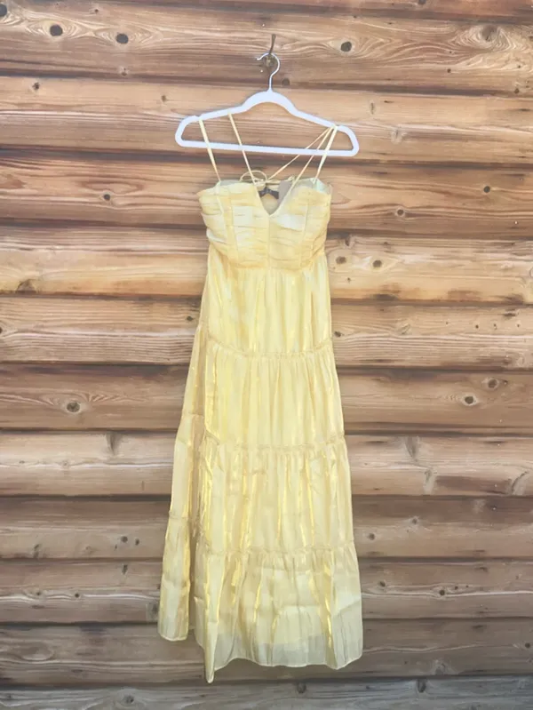 o.p.t. Few Moda Yellow XS East Tiered Midi Dress - Image 4