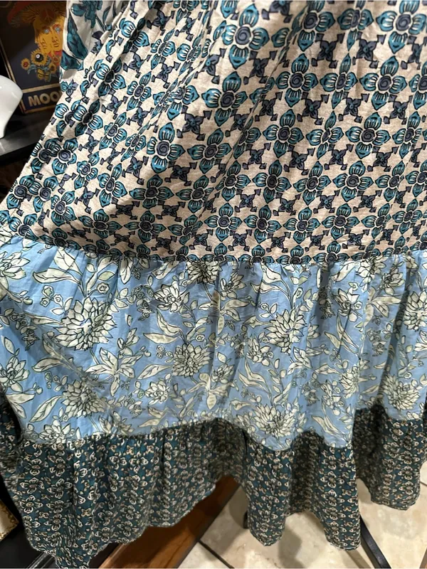 Zara Blue Patchwork Print Maxi Dress – Size Small - Image 13