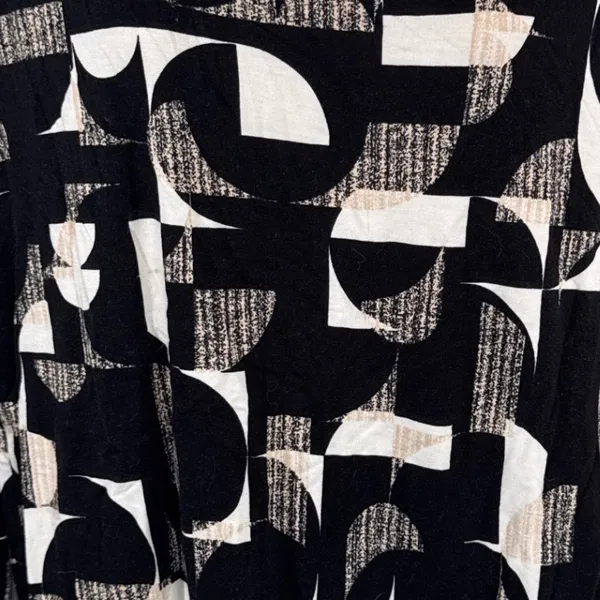 Ann Taylor Factory‎ Womens Black White Geometric Abstract Long Sleeve Top Large - Image 4