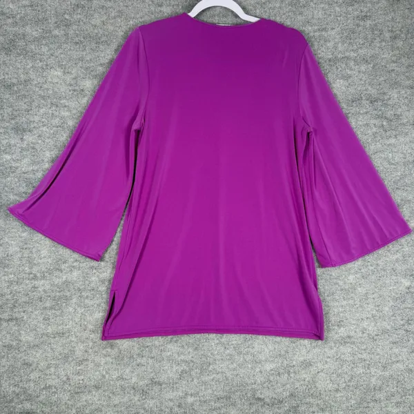 Lauren Ralph Lauren Size-M Tunic Top Magenta Bell Sleeve Keyhole Purple - Image 2