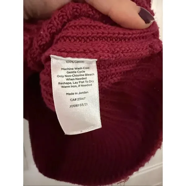 Talbots burgundy cotton mock neck ribbed sweater size XL petite - Image 4