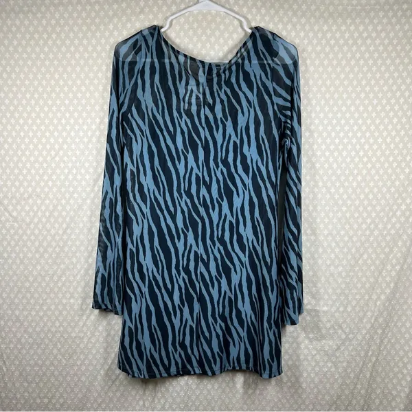 American Eagle NWT Blue‎ Zebra Print Flared Long Sleeve Dress - Image 7