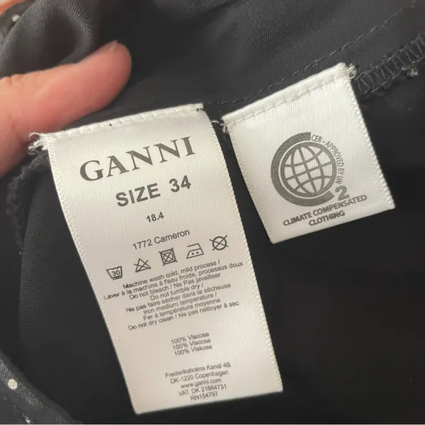Ganni Black Polka Dot Satin Cameron Wide Leg Pant - Image 5