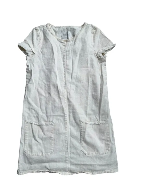 ZARA Trafaluc Cream Denim Shift Dress Size Medium - Image 5
