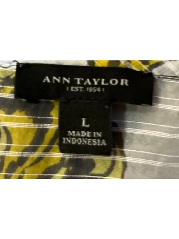 Ann Taylor Paisley Blouse Womens L Yellow Gray Sheer Used - Image 7
