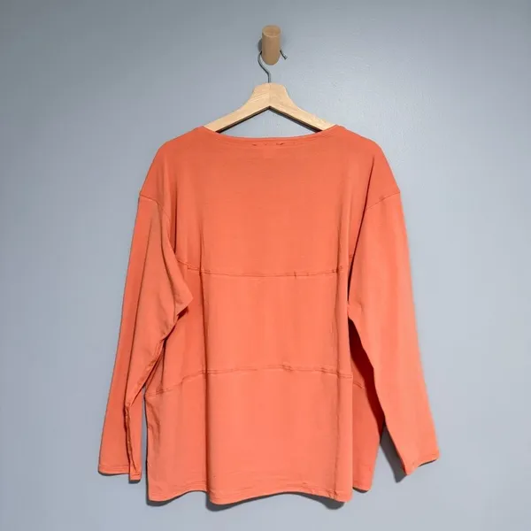NWT Easel Sunset Orange Relaxed Fit Long Sleeve Top Soft Knit Tunic Casual Sz M - Image 7