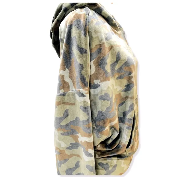 American Eagle Cozy Ever After Camouflage Velour Hoodie Sweatshirt XS - Image 4
