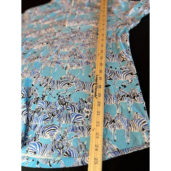 IBKUL Womens Zebra Print Quarter Zip Sun Shirt Blue White Short Sleeve Large - Image 3