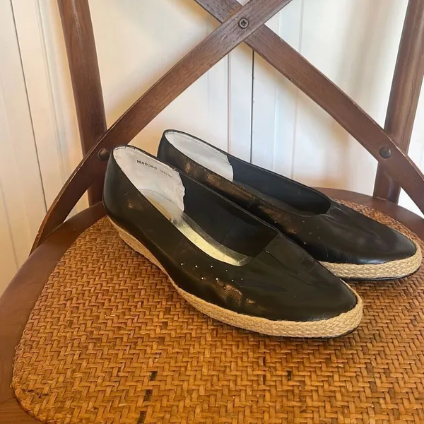 Ros Hommerson Envy black leather espadeille wedge heel 9 - Image 4