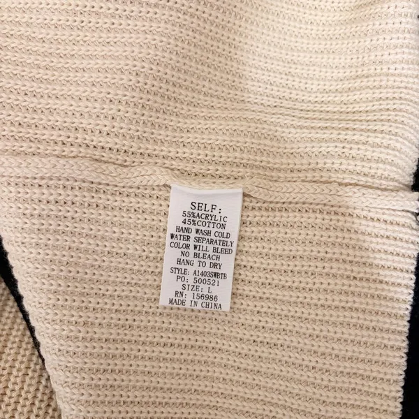 BALTIC BORN Beige‎ Ivory Black Pullover Sweater Rolled Edges Knitwear Large - Image 10
