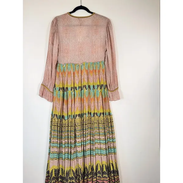 NWT Bhanuni by Jyoti Dress Pink Giorgia Maxi Floral V Neck Puffed Boho Size 2 - Image 10