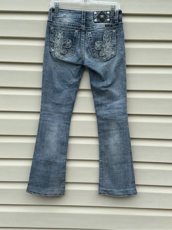 Miss Me Signature Boot Jeans Women’s 26 Blue Stretch Embellished Y2K 29 Inseam - Image 4