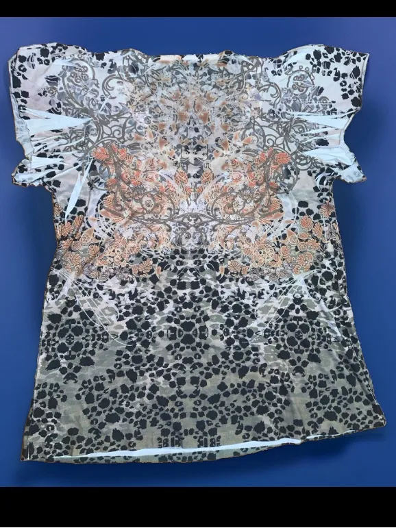 Vintage Y2K Energe World Wear Rhinestone Mixed Print Top - Size XL - Image 2