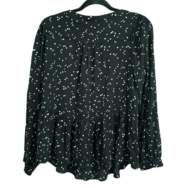 Maeve Anthropologie Black White Cheyenne Peplum polka dot Blouse Size medium top - Image 4