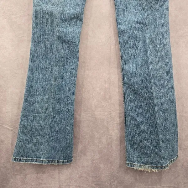 Mossimo Supply Co Denim Blue‎ Jean Flare Bottoms Floral Pants Junior Size 7 - Image 6