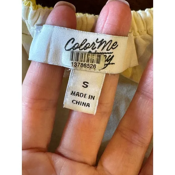 Color Me Courtney Shirt Women Small Yellow White Gingham Cropped Kris Top Boho‎ - Image 10