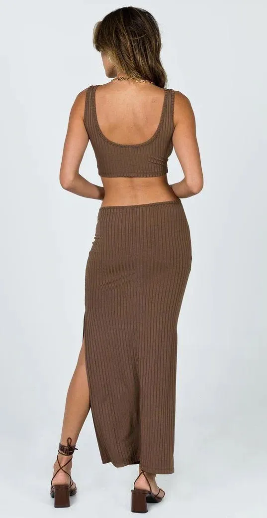 Princess Polly Billie Brown Midi Dress Brown Bodycon Dress - Image 2