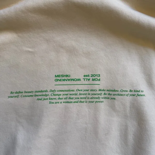 MESHKI Oversized Cream Graphic Hoodie Fleece Streetwear Pullover Medium Cozy - Image 6