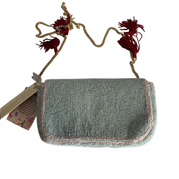 Beaded Tomato Fruit Crossbody Bag Tassels Multicolor NWT Anthropologie viral bag - Image 2
