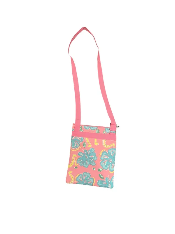 Simply Southern Crossbody Bag Pink Tropical Horseshoes Pockets Zippered - Image 3