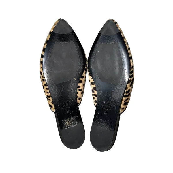 Jenni Kayne Mule‎ Slides Womens 37 Leopard Calf Hair Pointed Toe Flats Excellent - Image 5